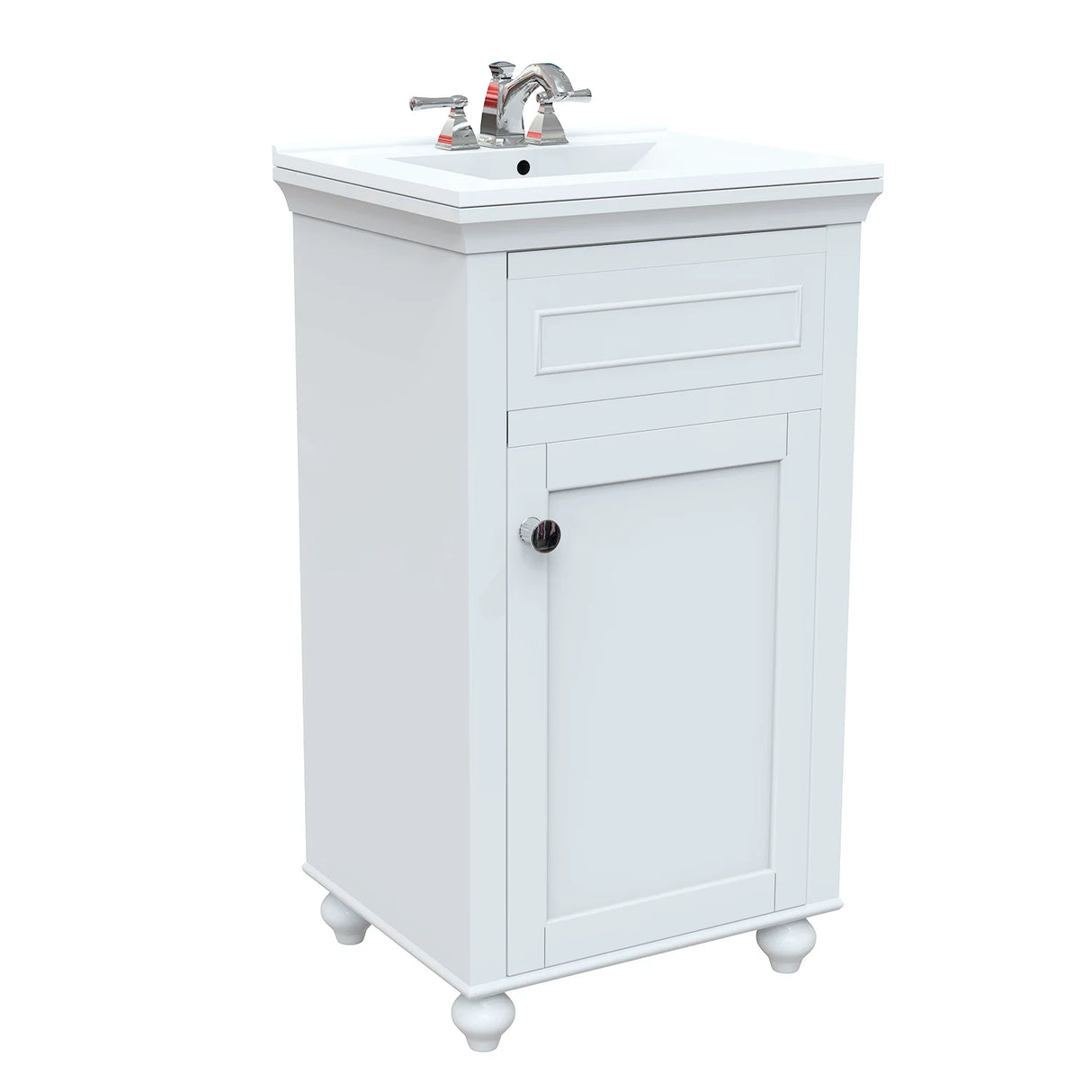 mini 20 white freestanding vanity with porcelain sink top