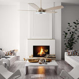 Striker Silver/Wood 5 Blade Smart Ceiling Fan with Dimmable LED Light Kit Works with Remote Control, Wi-Fi apps and Voice control via Google Assistant/Alexa/Siri