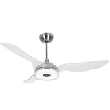 Icebreaker 56" In. Silver/Transclucent 3 Blade Smart Ceiling Fan with Dimmable LED Light Kit Works with Remote Control, Wi-Fi apps and Voice control via Google Assistant/Alexa/Siri (Set of 2)