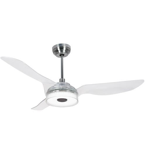 Icebreaker 52" In. Silver/Transclucent 3 Blade Smart Ceiling Fan with Dimmable LED Light Kit Works with Remote Control, Wi-Fi apps and Voice control via Google Assistant/Alexa/Siri