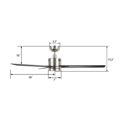 MONTGOMERY 52 inch 3 - Blade Smart Ceiling Fan with LED Light & Remote - LEDMyPlace