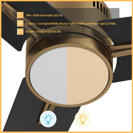 MONTGOMERY 52 inch 3 - Blade Smart Ceiling Fan with LED Light & Remote - LEDMyPlace