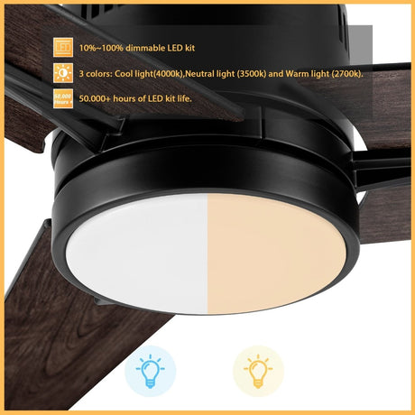 MONTGOMERY 52 inch 3 - Blade Smart Ceiling Fan with LED Light & Remote - LEDMyPlace