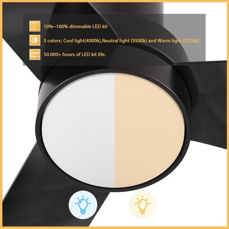 MONTGOMERY 52 inch 3 - Blade Smart Ceiling Fan with LED Light & Remote - LEDMyPlace