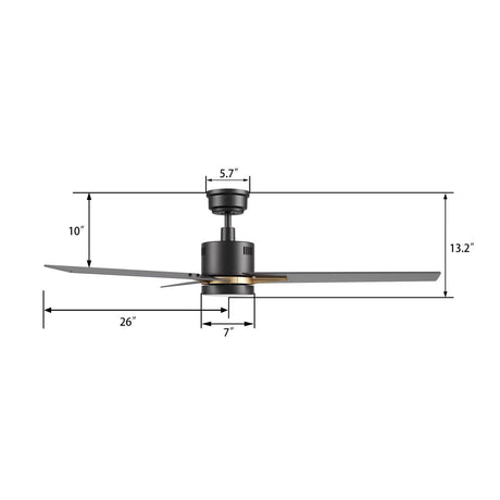 MONTGOMERY 52 inch 3 - Blade Smart Ceiling Fan with LED Light & Remote - LEDMyPlace