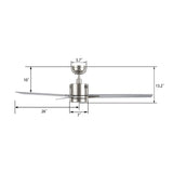 MONTGOMERY 52 inch 3 - Blade Smart Ceiling Fan with LED Light & Remote - LEDMyPlace