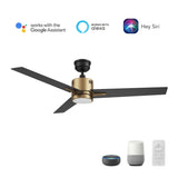 MONTGOMERY 52 inch 3 - Blade Smart Ceiling Fan with LED Light & Remote - LEDMyPlace