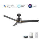 MONTGOMERY 52 inch 3 - Blade Smart Ceiling Fan with LED Light & Remote - LEDMyPlace