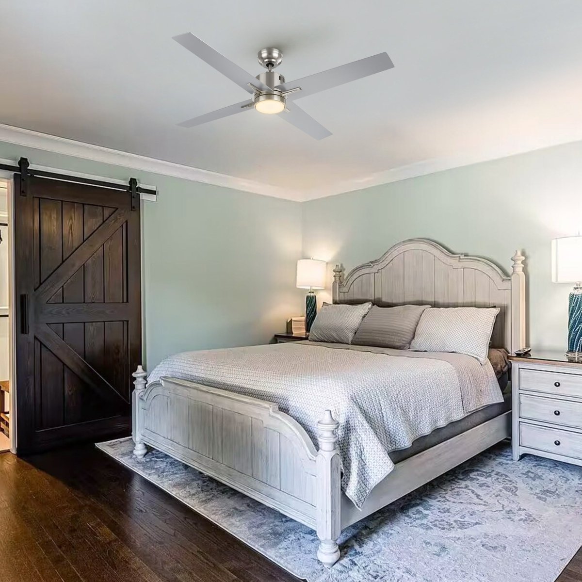 MONTGOMERY 52 inch 4 - Blade Smart Ceiling Fan with LED Light & Remote - LEDMyPlace