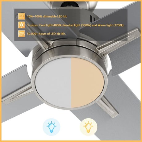 MONTGOMERY 52 inch 4 - Blade Smart Ceiling Fan with LED Light & Remote - LEDMyPlace