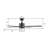 MONTGOMERY 52 inch 4 - Blade Smart Ceiling Fan with LED Light & Remote - LEDMyPlace