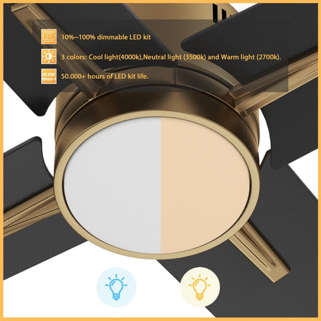 MONTGOMERY 52 inch 4 - Blade Smart Ceiling Fan with LED Light & Remote - LEDMyPlace