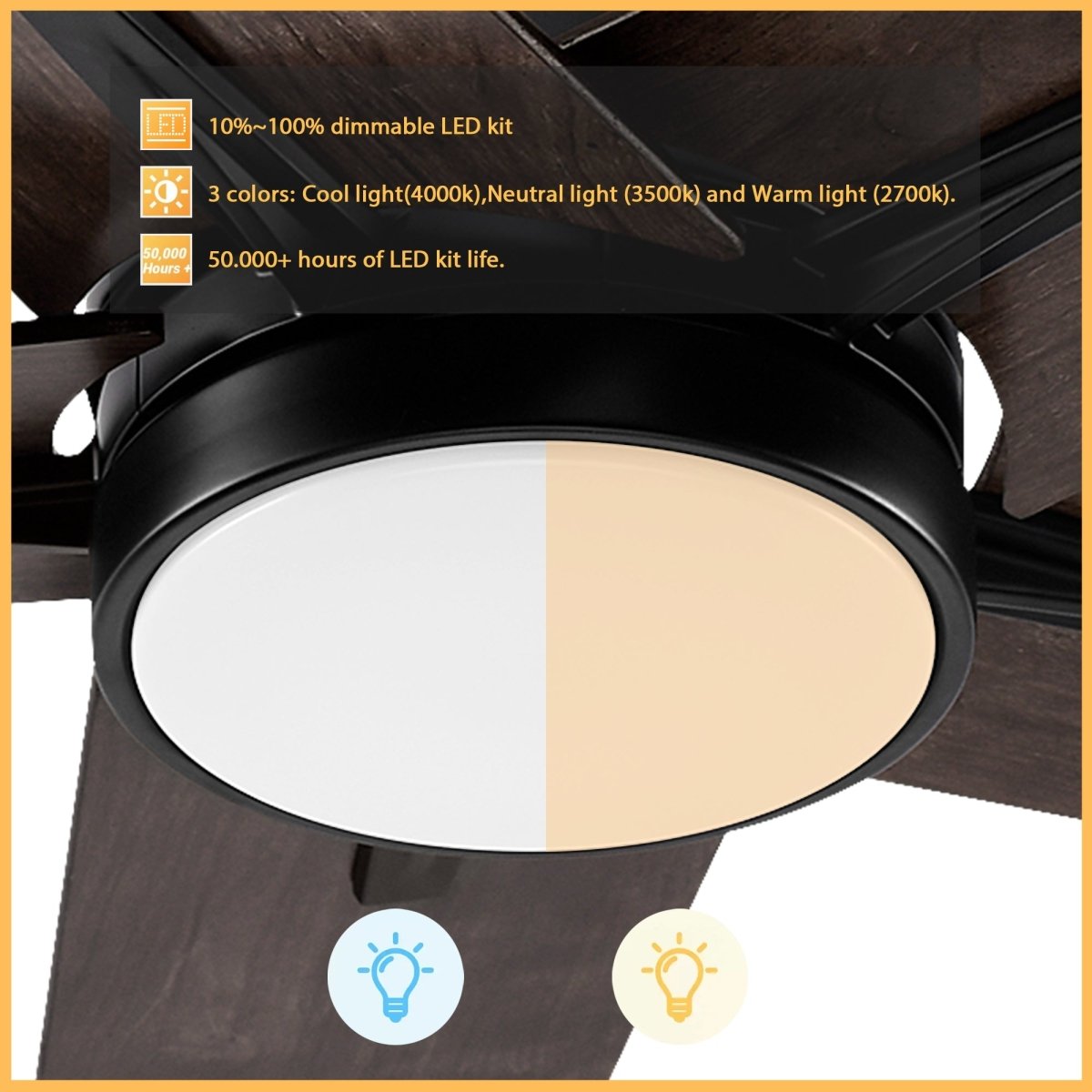 MONTGOMERY 52 inch 5 - Blade Smart Ceiling Fan with LED Light & Remote - LEDMyPlace