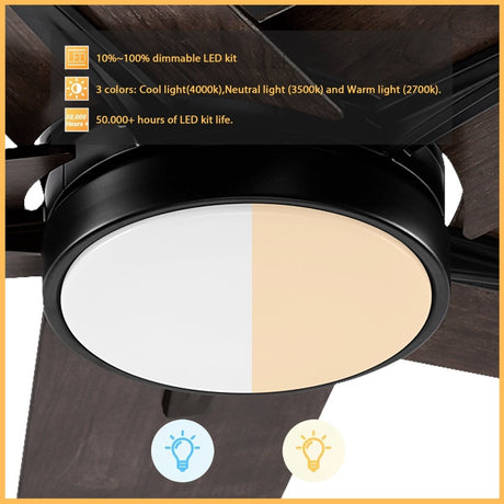 MONTGOMERY 52 inch 5 - Blade Smart Ceiling Fan with LED Light & Remote - LEDMyPlace