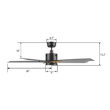 MONTGOMERY 52 inch 5 - Blade Smart Ceiling Fan with LED Light & Remote - LEDMyPlace