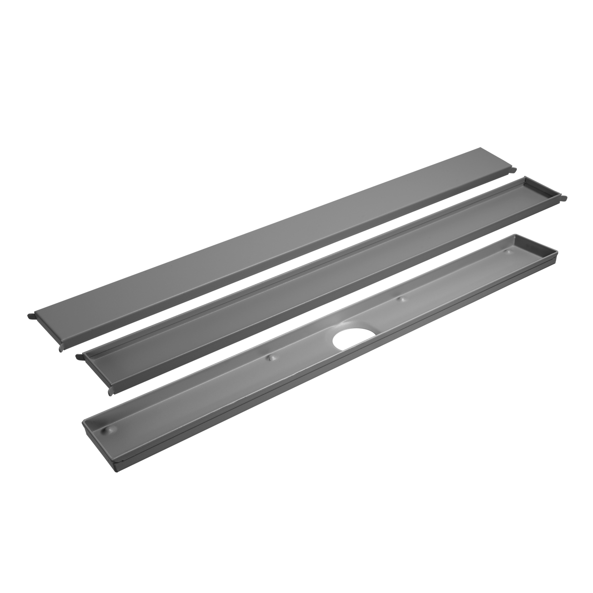 MYVARIO-LINE – 39 in. Design grate and drain channel - Concrete Gray - Powder Coated - panel / tile cover