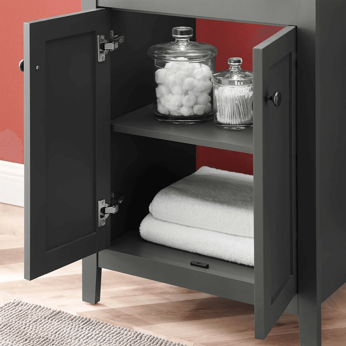 Nantucket 24 In. Freestanding Bathroom Vanity with Black Ceramic Sink Top