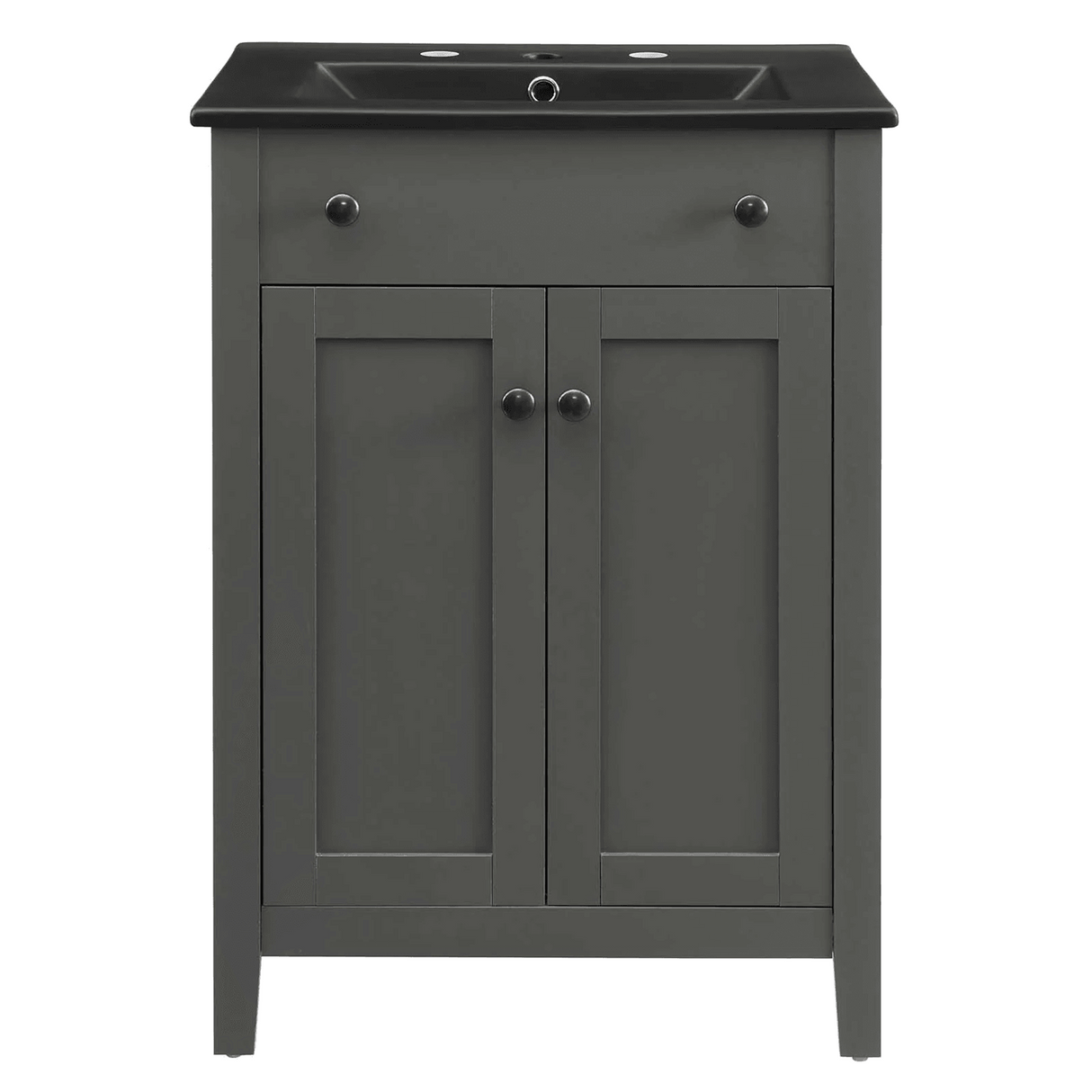 Nantucket 24 In. Freestanding Bathroom Vanity with Black Ceramic Sink Top