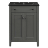 Nantucket 24 In. Freestanding Bathroom Vanity with Black Ceramic Sink Top