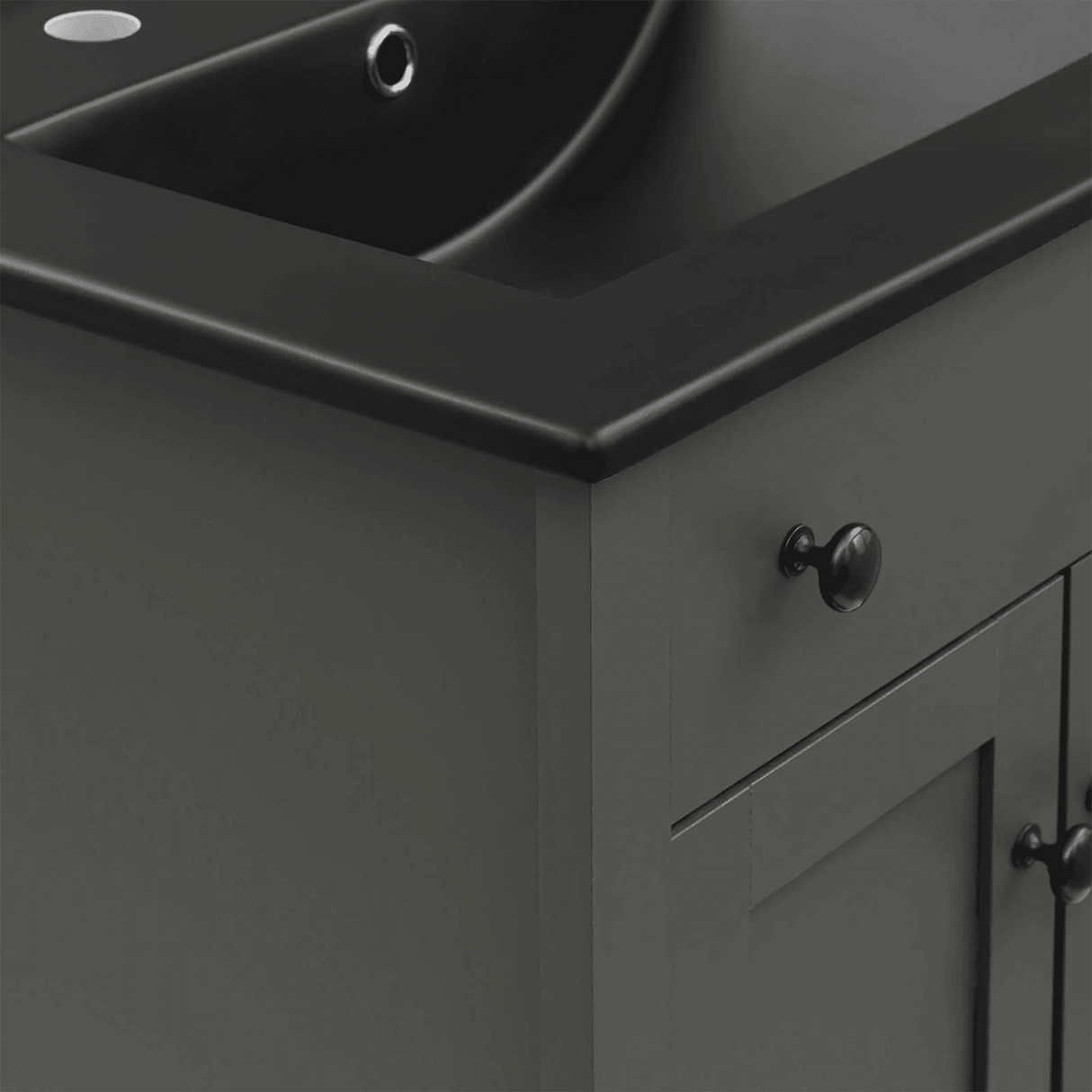 Nantucket 24 In. Freestanding Bathroom Vanity with Black Ceramic Sink Top