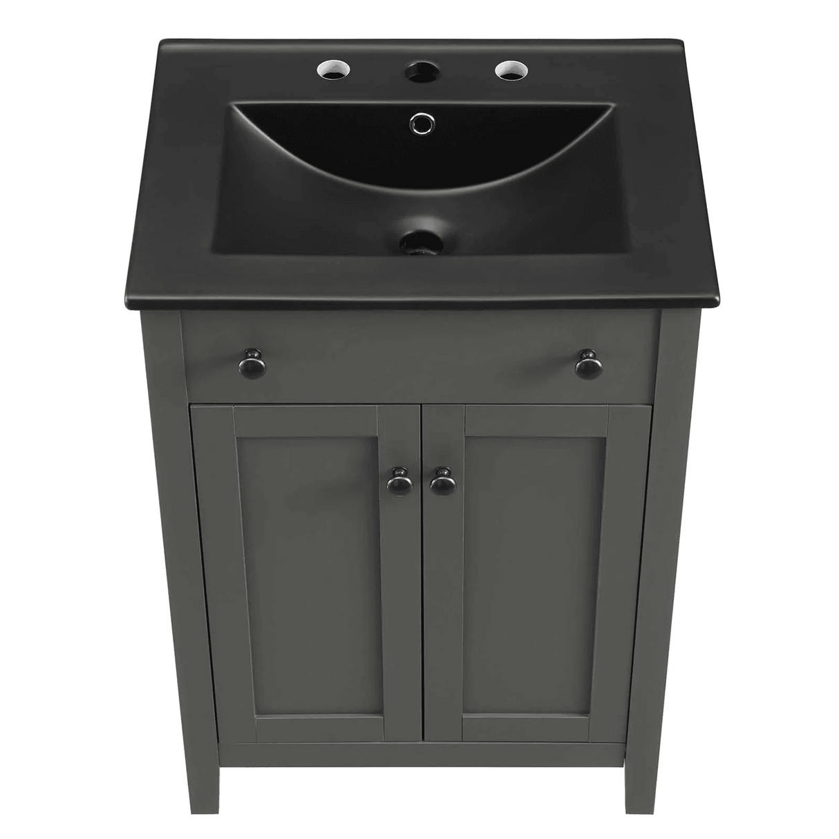 Nantucket 24 In. Freestanding Bathroom Vanity with Black Ceramic Sink Top