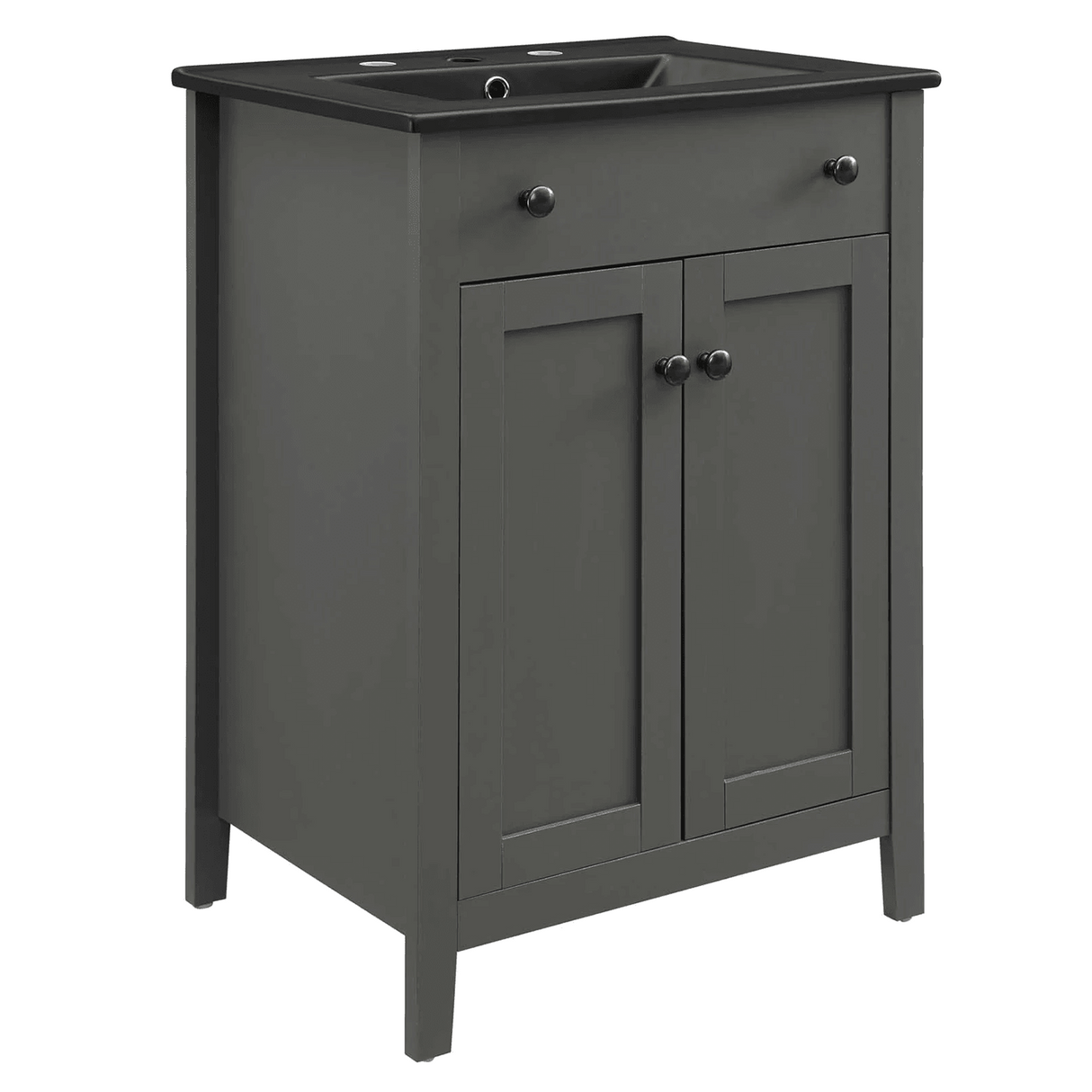 Nantucket 24 In. Freestanding Bathroom Vanity with Black Ceramic Sink Top