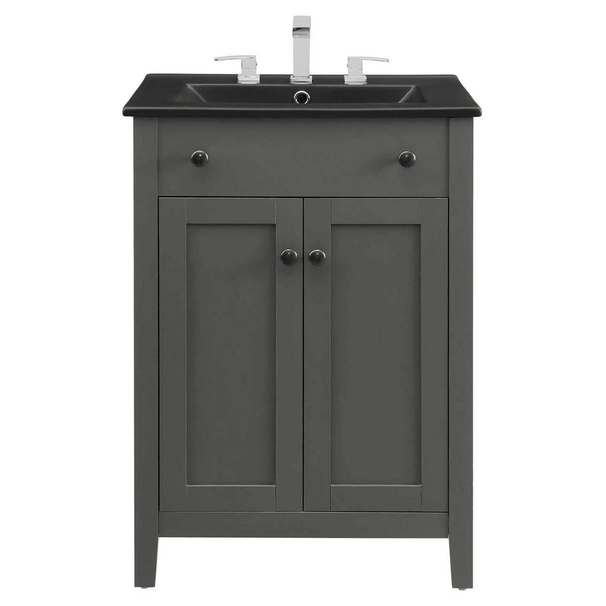 Nantucket 24 In. Freestanding Bathroom Vanity with Black Ceramic Sink Top