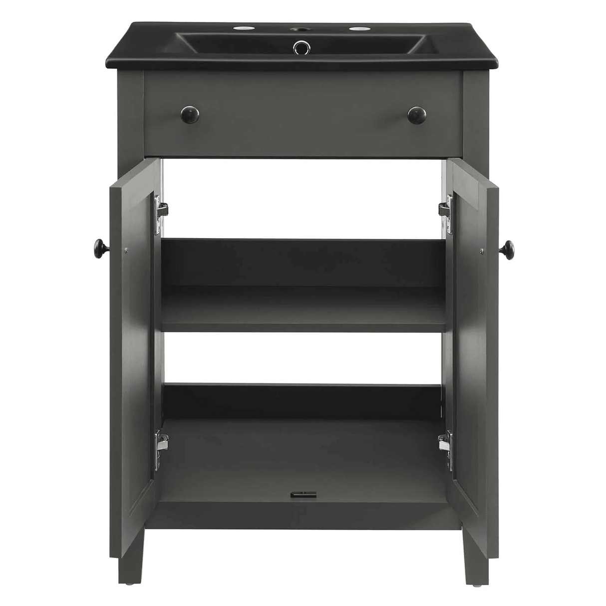 Nantucket 24 In. Freestanding Bathroom Vanity with Black Ceramic Sink Top