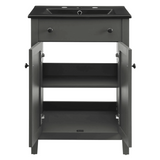 Nantucket 24 In. Freestanding Bathroom Vanity with Black Ceramic Sink Top