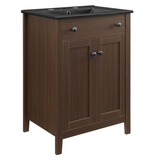 Nantucket 24 In. Freestanding Bathroom Vanity with Black Ceramic Sink Top