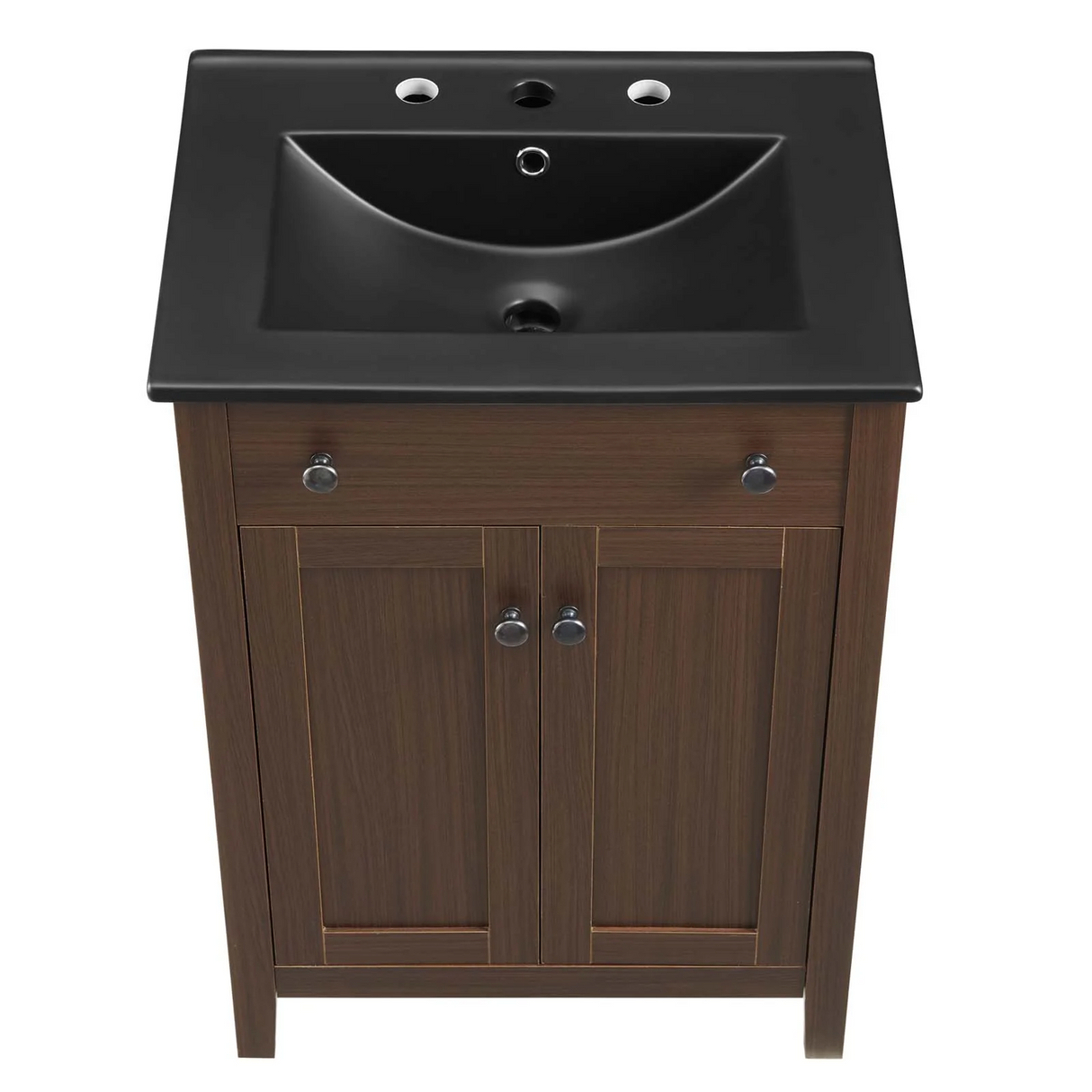 Nantucket 24 In. Freestanding Bathroom Vanity with Black Ceramic Sink Top