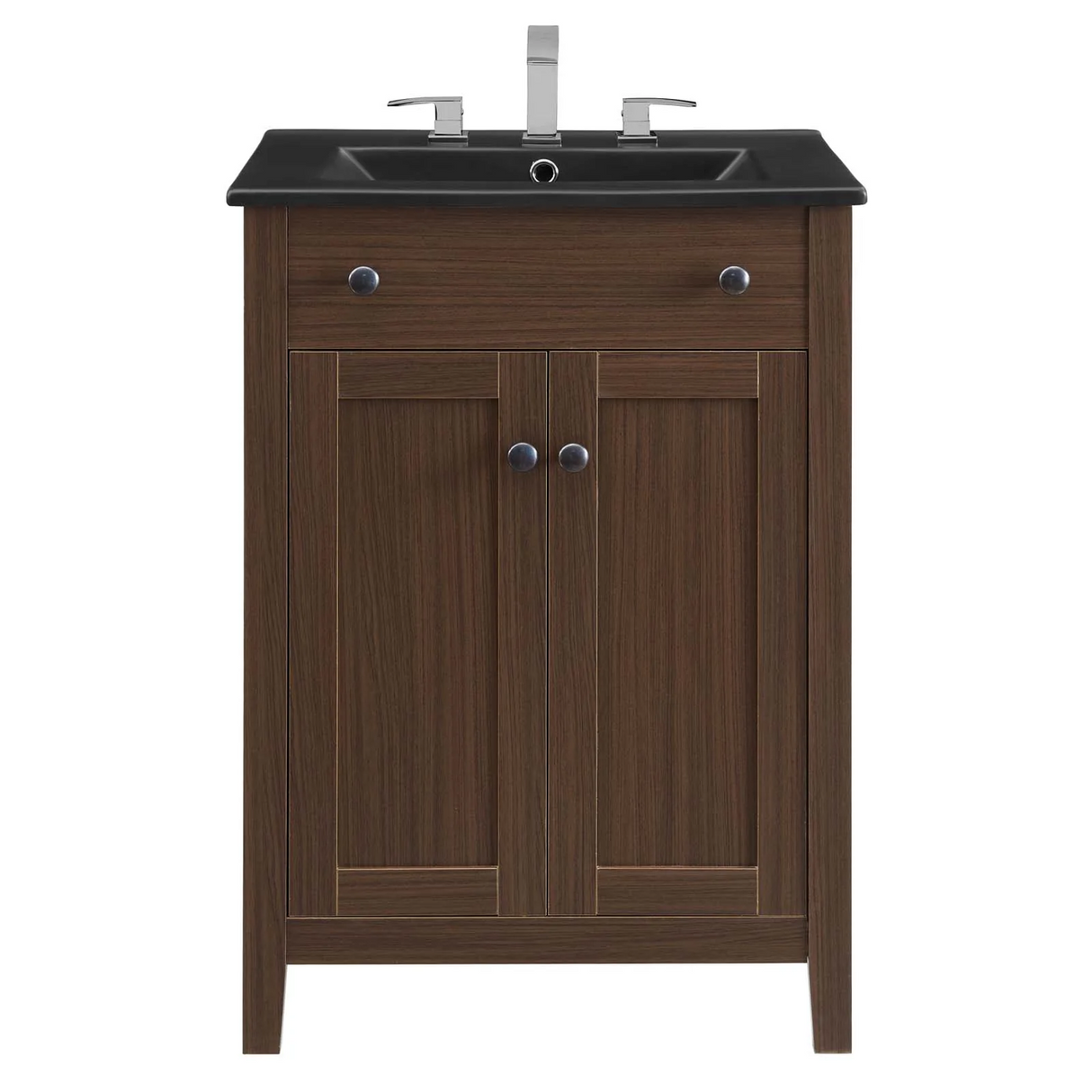 Nantucket 24 In. Freestanding Bathroom Vanity with Black Ceramic Sink Top