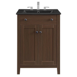 Nantucket 24 In. Freestanding Bathroom Vanity with Black Ceramic Sink Top