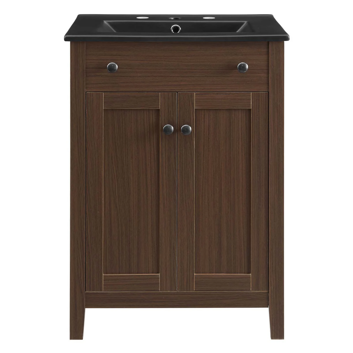 Nantucket 24 In. Freestanding Bathroom Vanity with Black Ceramic Sink Top