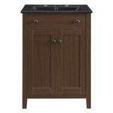 Nantucket 24 In. Freestanding Bathroom Vanity with Black Ceramic Sink Top