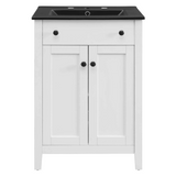 Nantucket 24 In. Freestanding Bathroom Vanity with Black Ceramic Sink Top