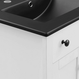 Nantucket 24 In. Freestanding Bathroom Vanity with Black Ceramic Sink Top