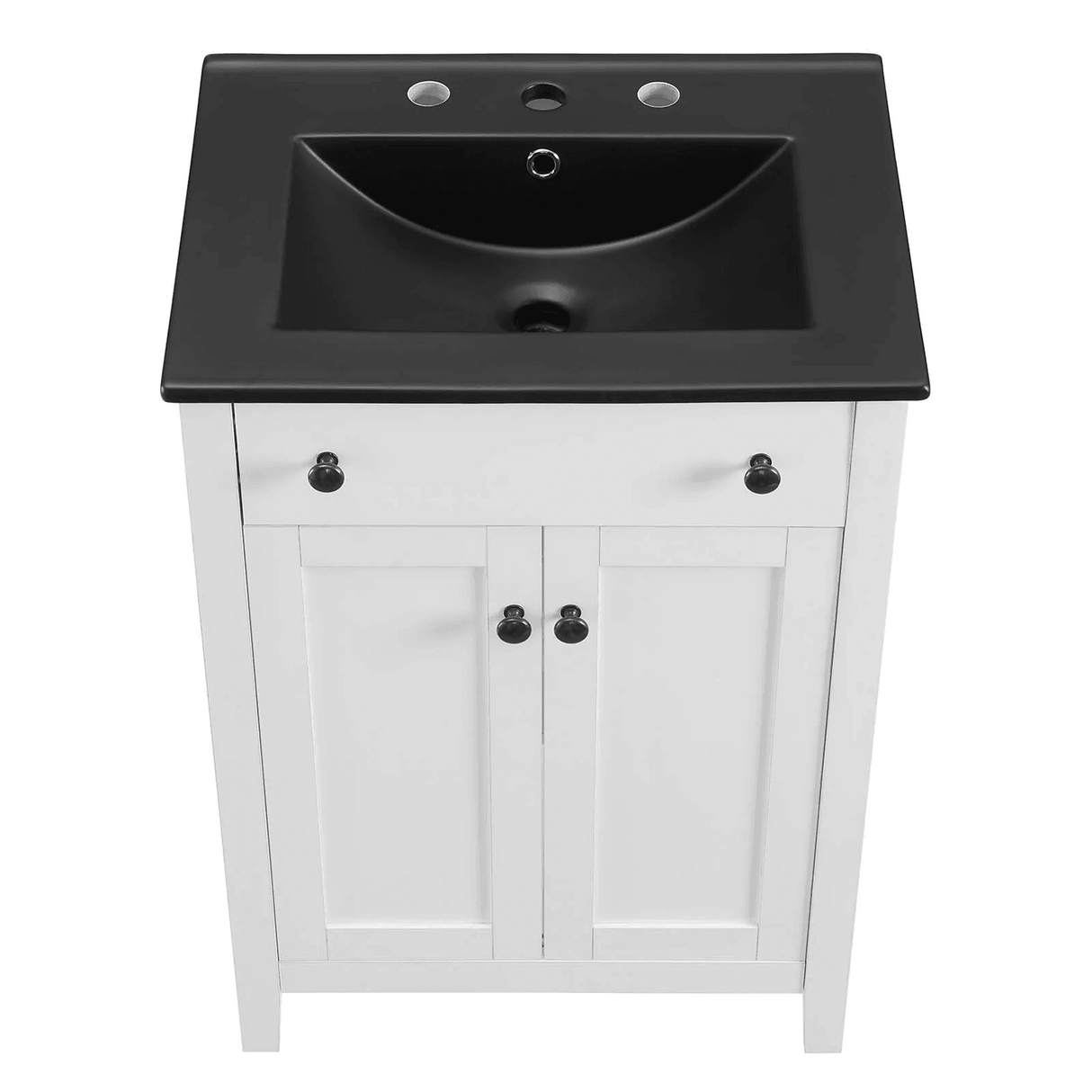 Nantucket 24 In. Freestanding Bathroom Vanity with Black Ceramic Sink Top