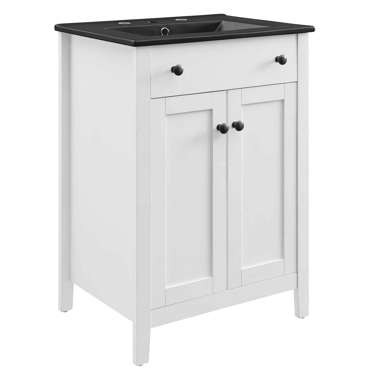 Nantucket 24 In. Freestanding Bathroom Vanity with Black Ceramic Sink Top