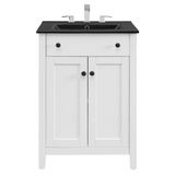 Nantucket 24 In. Freestanding Bathroom Vanity with Black Ceramic Sink Top