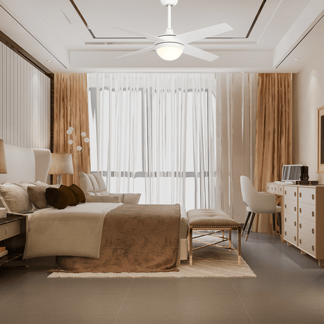 NEVA 52 inch 4 - Blade Best Smart Ceiling Fan with LED Light Kit & Best Smart Wall Switch - White/White - LEDMyPlace