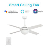NEVA 52 inch 4 - Blade Best Smart Ceiling Fan with LED Light Kit & Best Smart Wall Switch - White/White - LEDMyPlace