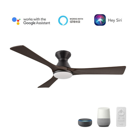 NICOLET 52 inch 3 - Blade Flush Mount Smart Ceiling Fan with LED Light & Remote - LEDMyPlace