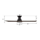 NICOLET 52 inch 3 - Blade Flush Mount Smart Ceiling Fan with LED Light & Remote - LEDMyPlace
