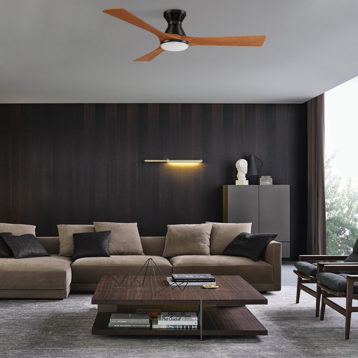 NICOLET 52 inch 3 - Blade Flush Mount Smart Ceiling Fan with LED Light & Remote - LEDMyPlace