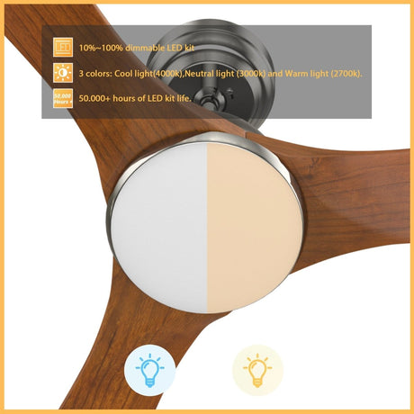 NICOLET 52 inch 3 - Blade Smart Ceiling Fan with LED Light & Remote - LEDMyPlace