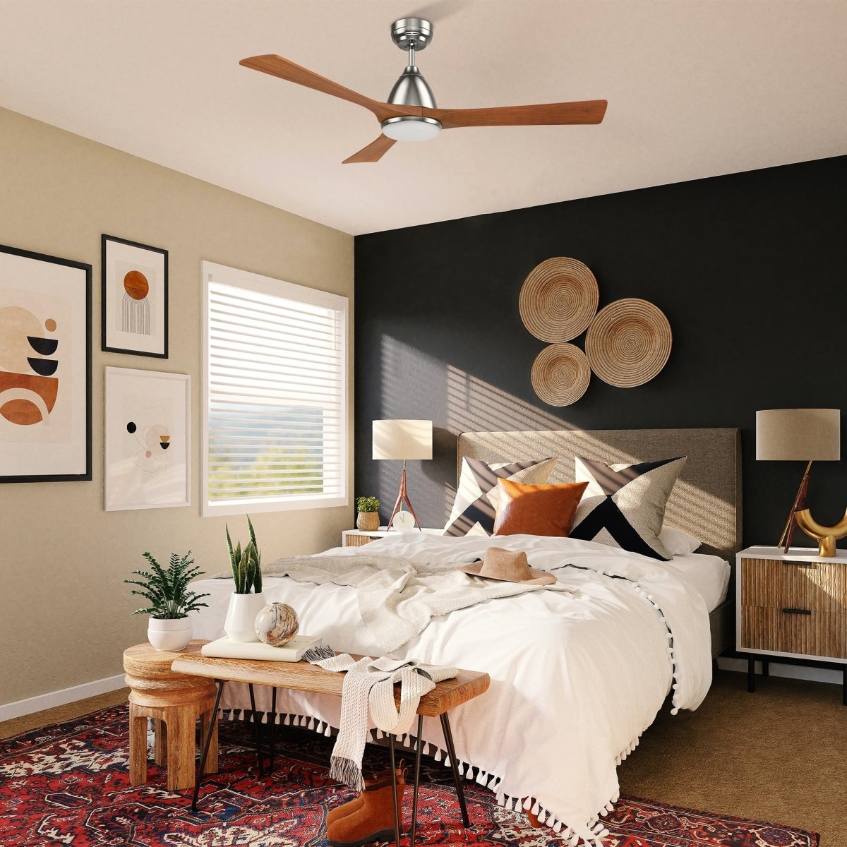 NICOLET 52 inch 3 - Blade Smart Ceiling Fan with LED Light & Remote - LEDMyPlace