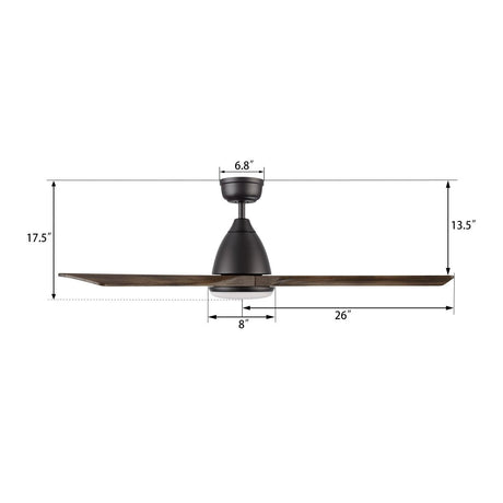 NICOLET 52 inch 3 - Blade Smart Ceiling Fan with Remote &LED Light - LEDMyPlace
