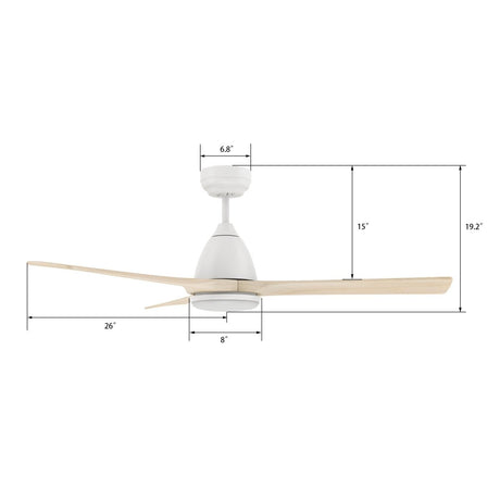 NICOLET 52 inch 3 - Blade Smart Ceiling Fan with Remote &LED Light - LEDMyPlace