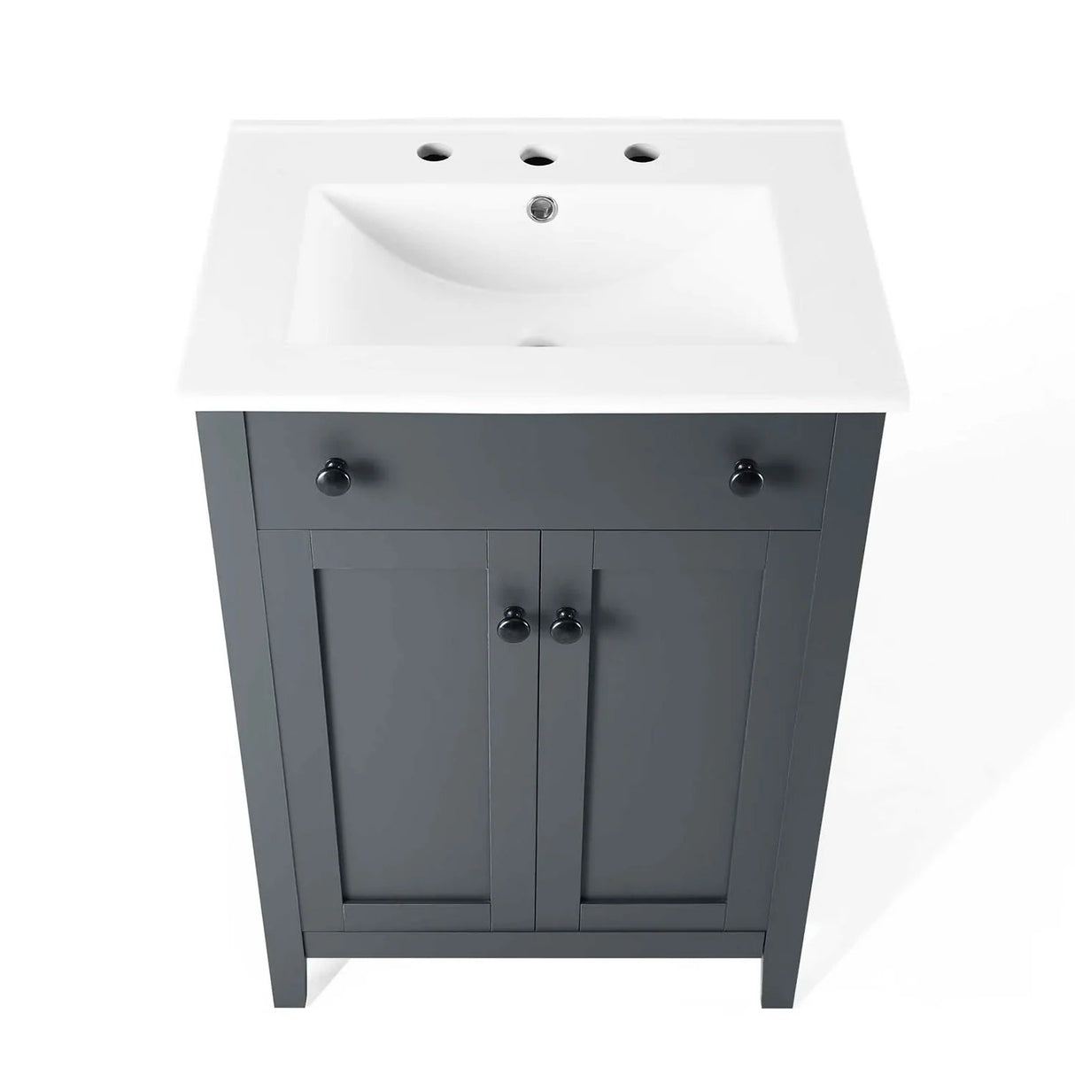 Nury 24 Inch Bathroom Vanity Cabinet With Ceramic Sink & 2 Soft Closing Doors